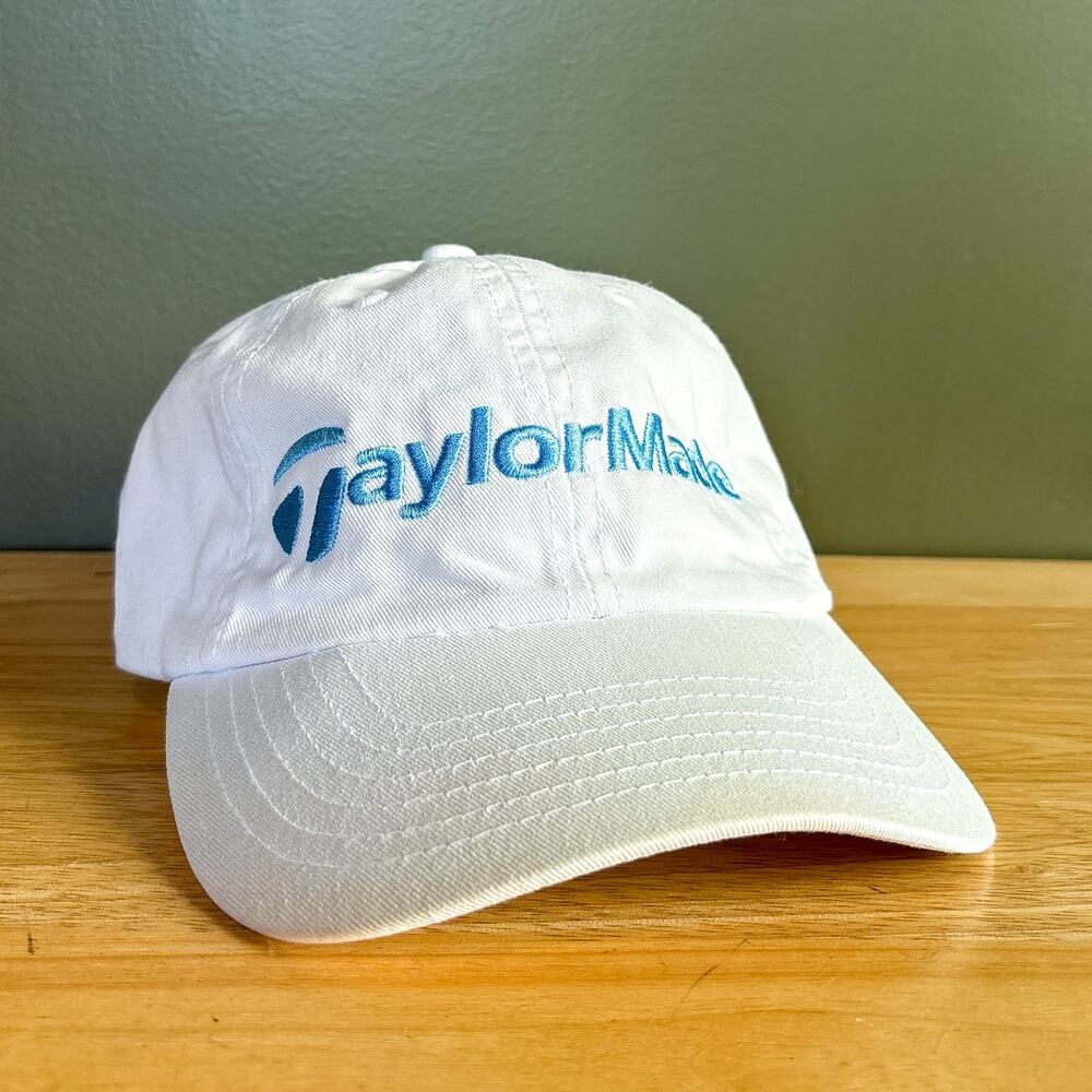 TaylorMade Golf Women's White Blue Embroidered Logo Adjustable Strapback Hat